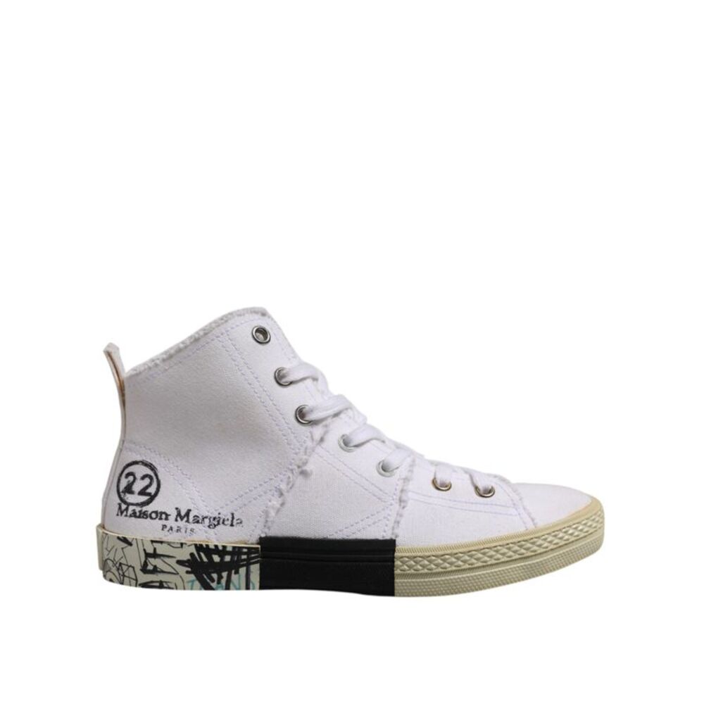 Maison Margiela White Lace Up Mid Top Women Sneakers Women's Shoes